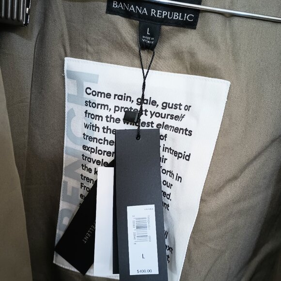 New Banana Republic Classic Water Resistant Trench Coat L - Picture 3 of 5